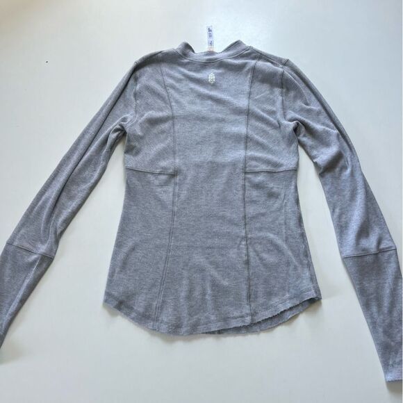 FREE PEOPLE MOVEMENT *GREY* Laura Long Sleeve Rib Top by at Free People Small - Picture 12 of 12